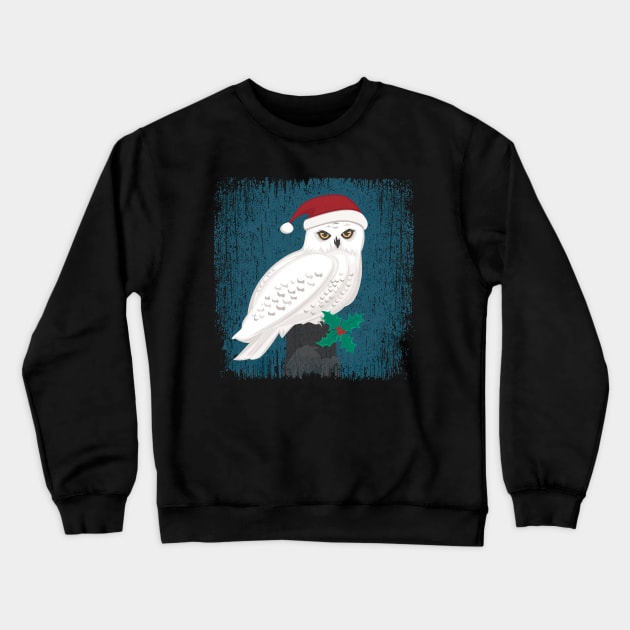 Santa Snowy Owl Crewneck Sweatshirt by lauran